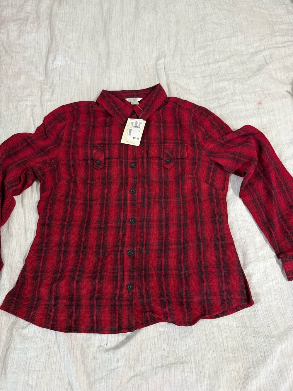 Christopher & Banks Red Plaid Button-Front Shirt